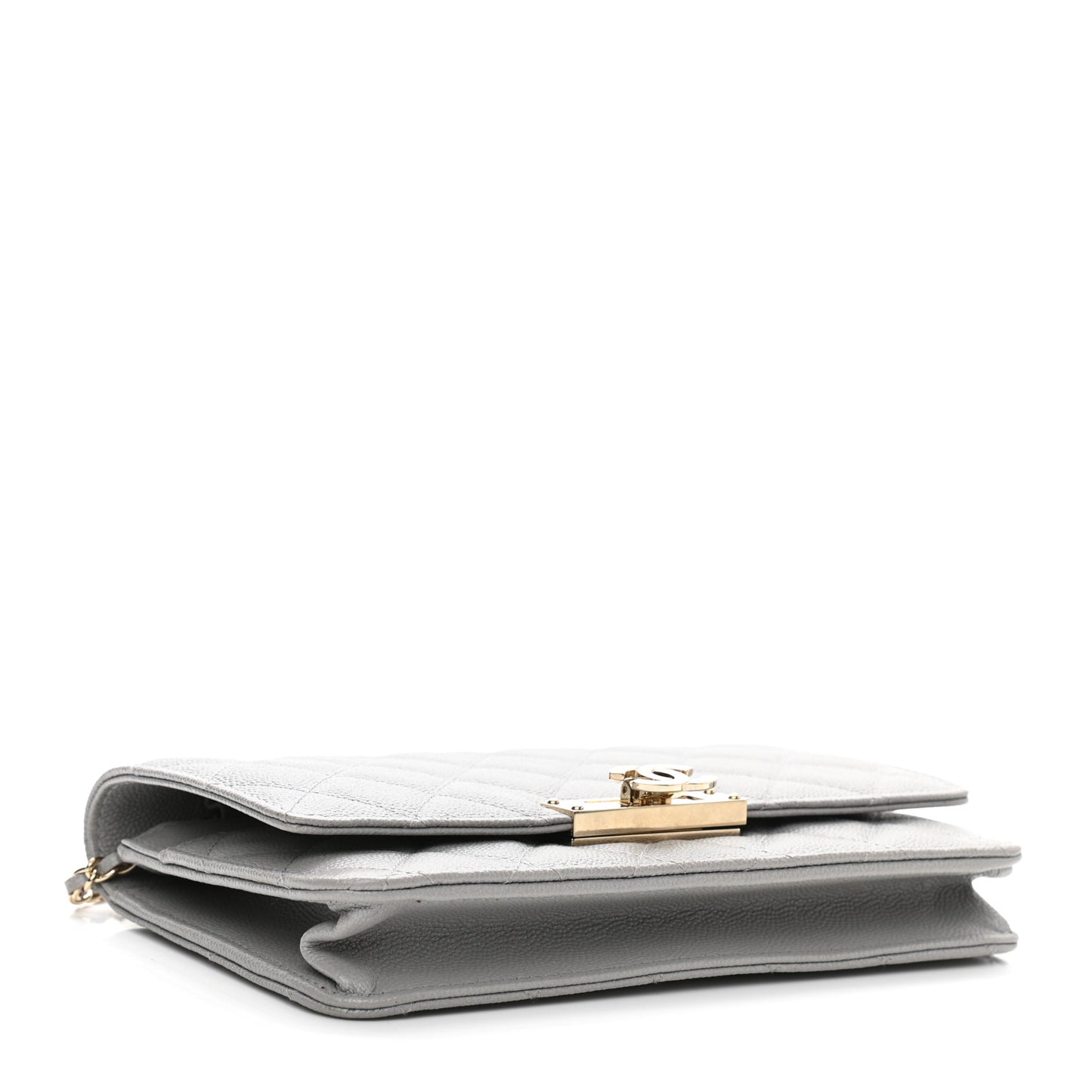 Caviar Quilted Golden Class Wallet On Chain WOC Gray