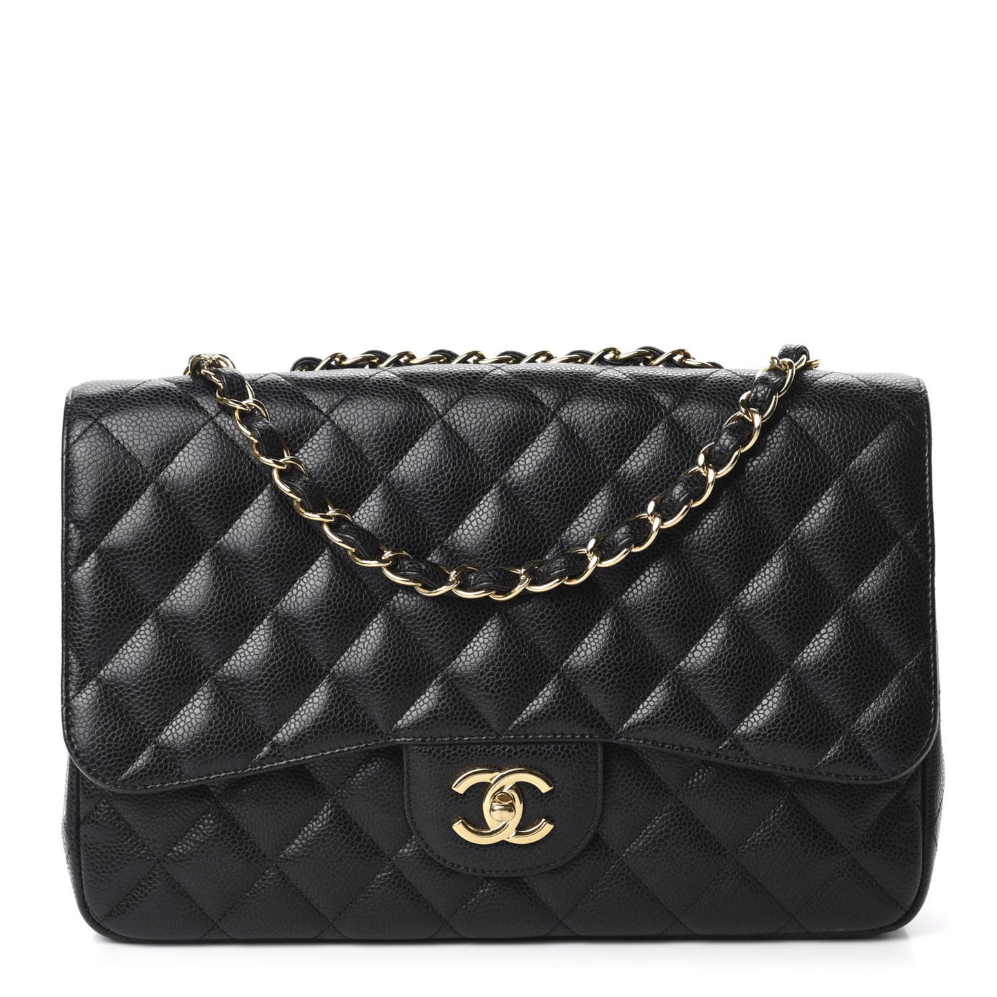 Caviar Quilted Jumbo Single Flap Black