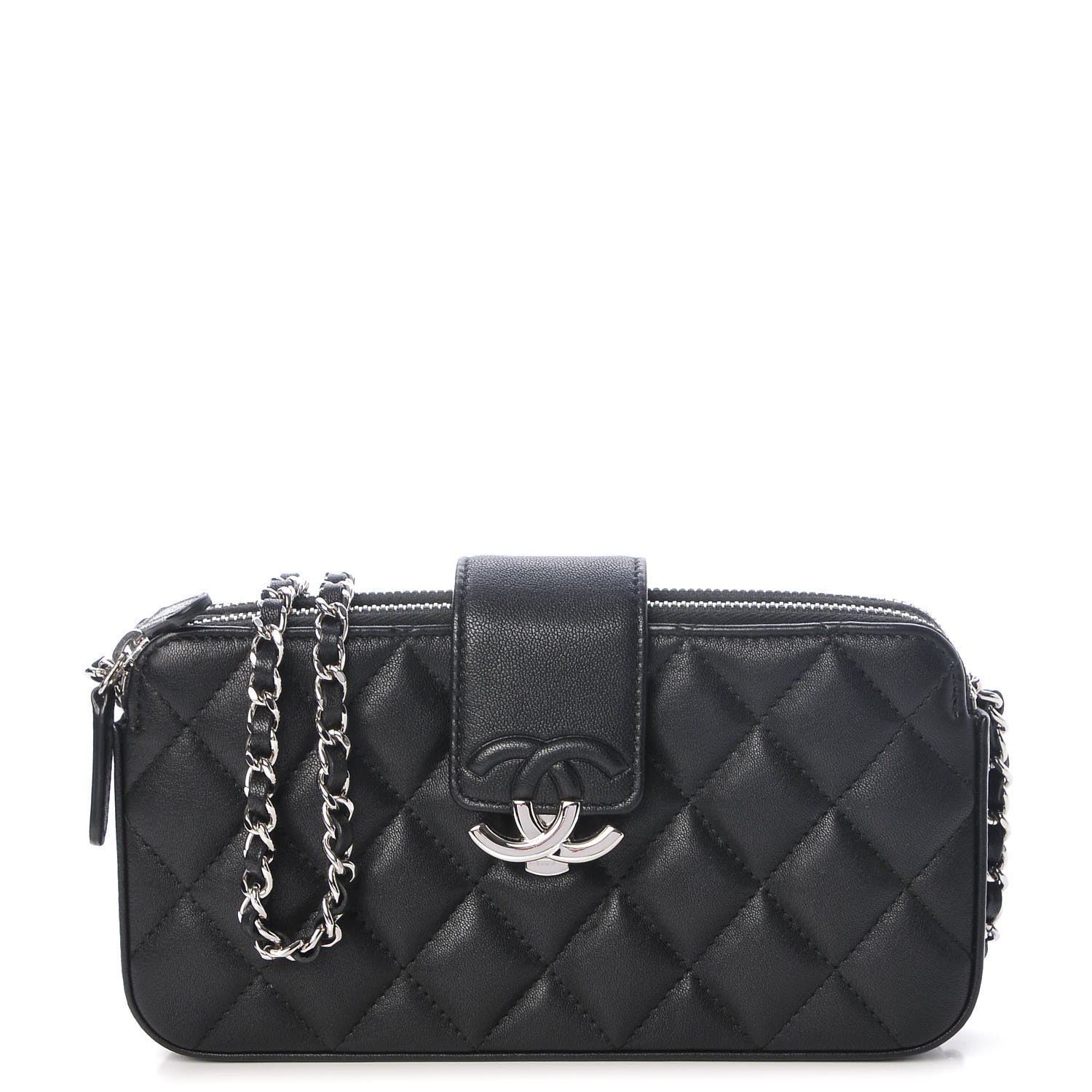 Chanel Lambskin Quilted CC Box Clutch With Chain Black 1 of 9