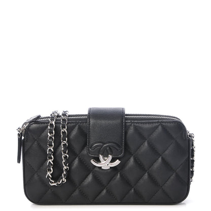 Chanel Lambskin Quilted CC Box Clutch With Chain Black 1 of 9