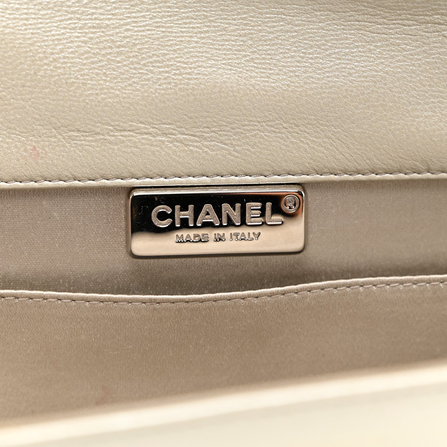 Metallic Lambskin Quilted Boy Flap Clutch Silver