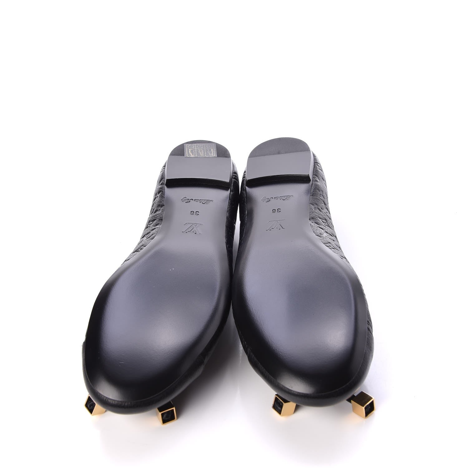 Louis Vuitton Calfskin Monogram Embossed Debbie Ballerina Flats 38 Black 5 of 9