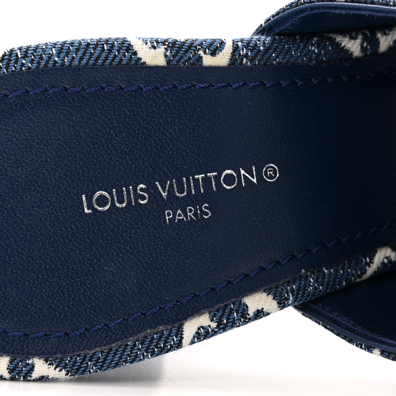 Louis Vuitton Denim Monogram Silhouette Mules 39 Navy Blue 1826445