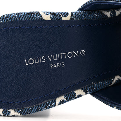 Louis Vuitton Denim Monogram Silhouette Mules 39 Navy Blue 8 of 11