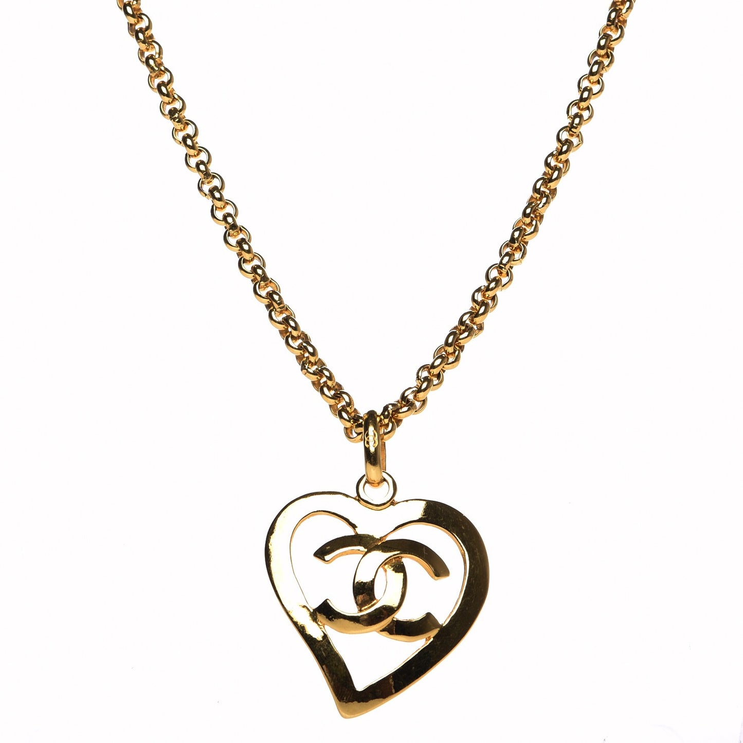 CC Heart Chain Pendant Necklace Gold
