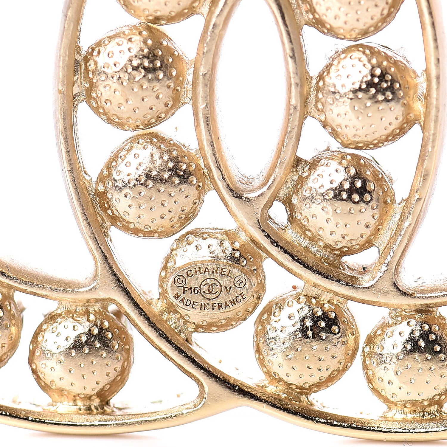 Chanel Pearl Crystal CC Brooch Gold Pearly White 3 of 4