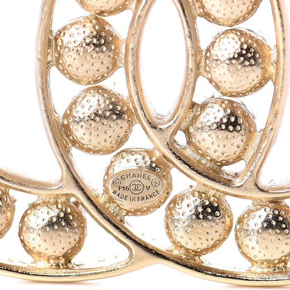 Chanel Pearl Crystal CC Brooch Gold Pearly White 3 of 4