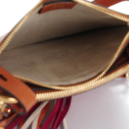 Chloe Calfskin Suede Rainbow Patchwork Small Jane Fringe Bag Caramel 5 of 5
