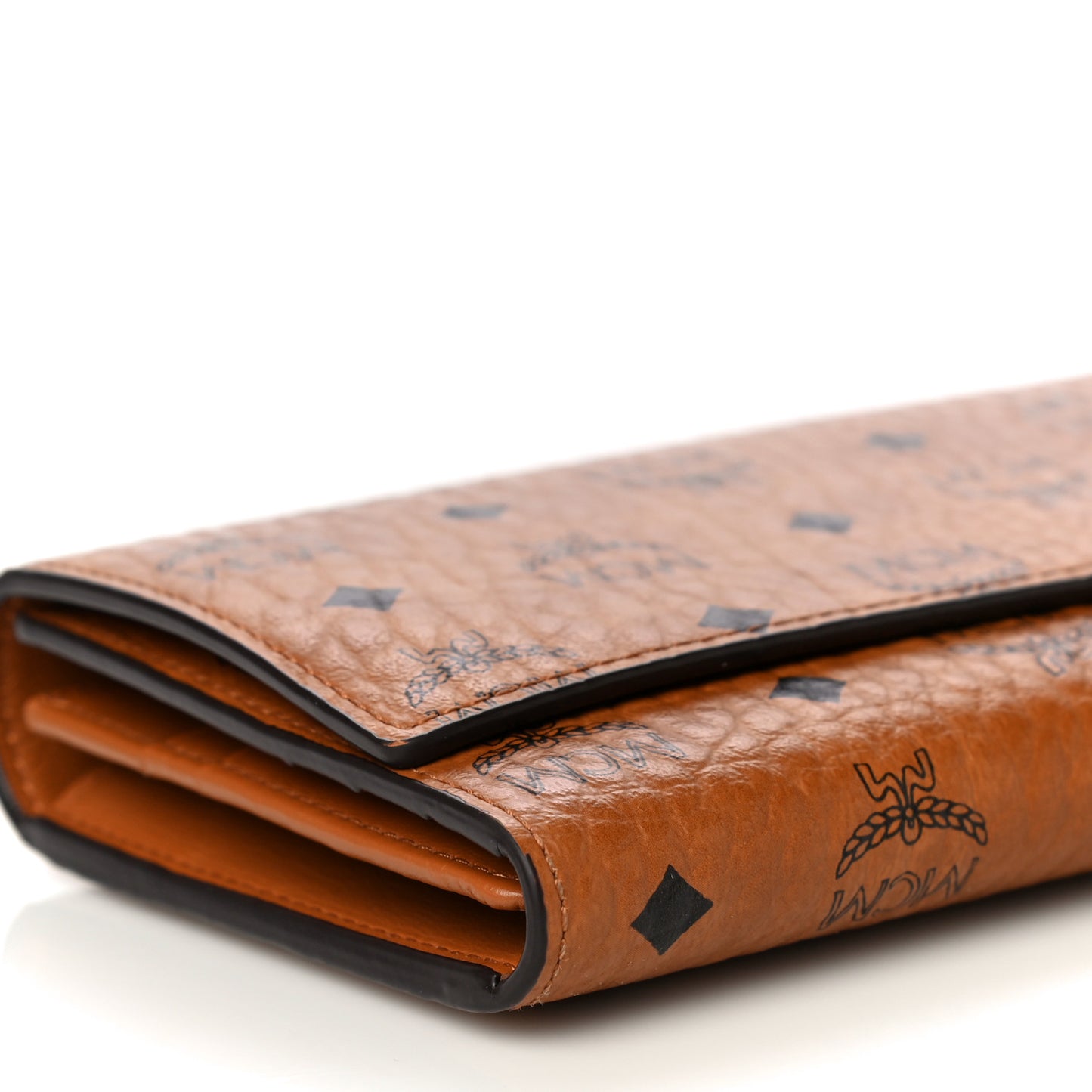 Visetos Large Trifold Flap Wallet Cognac