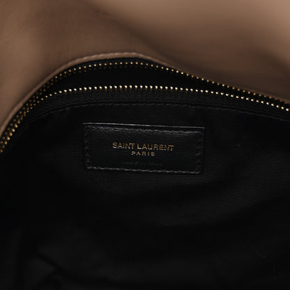 Saint Laurent Lambskin Quilted Small Loulou Puffer Monogram Chain Satchel Dark Beige 6 of 9