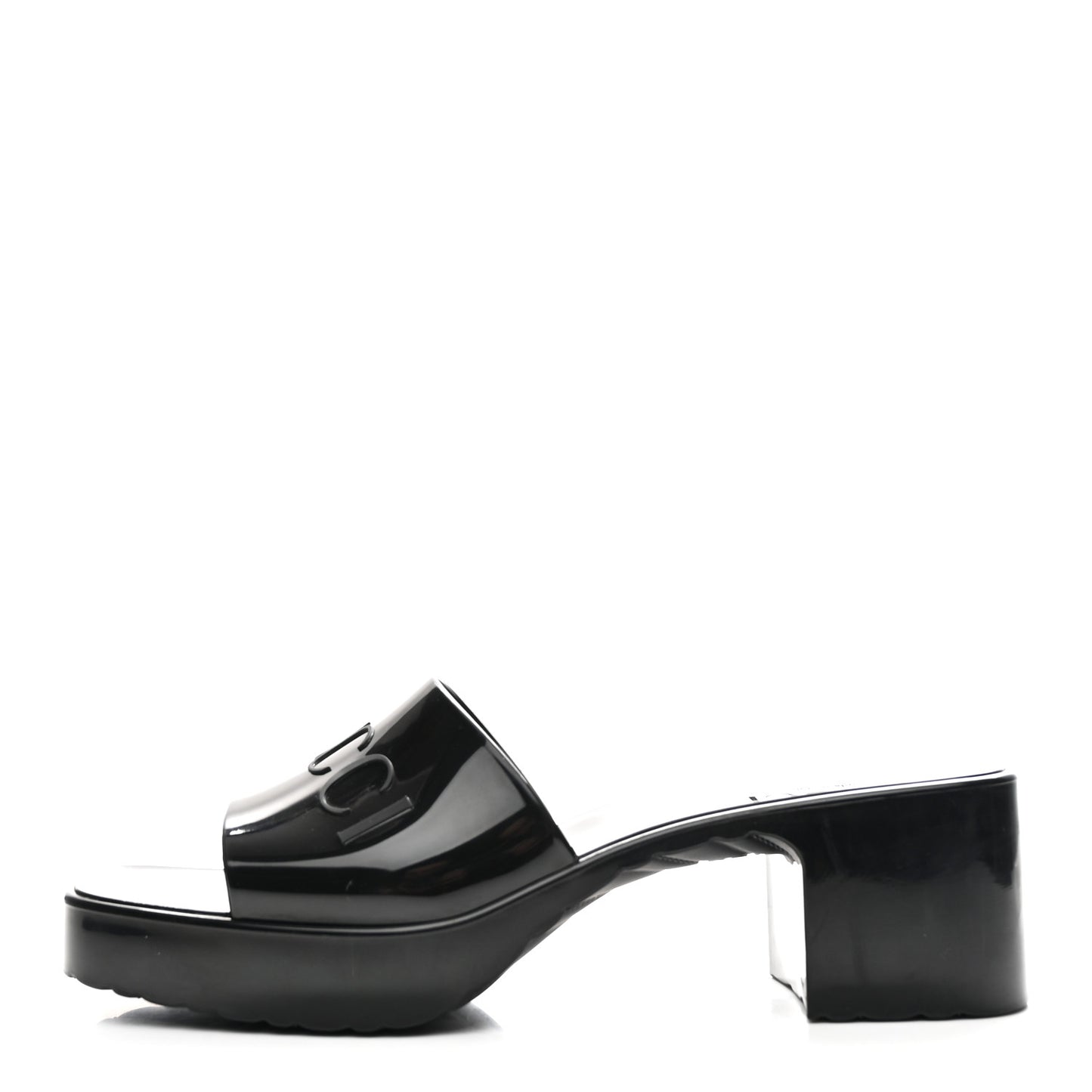 Rubber Gucci Logo Womens Platform 20/60mm Slide Sandals 37 Black