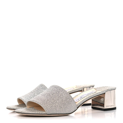 Jimmy Choo Glitter Joni Flat Slide Sandals 37 Silver 3 of 11
