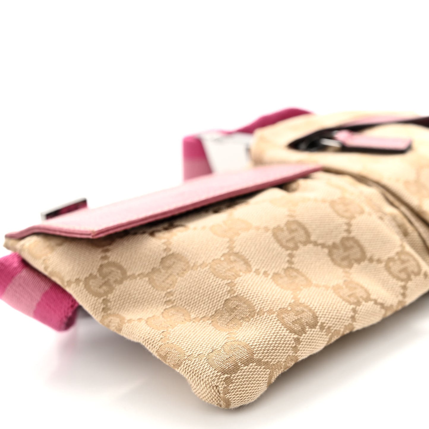 GG Monogram Web Double Pocket Belt Bag Pink