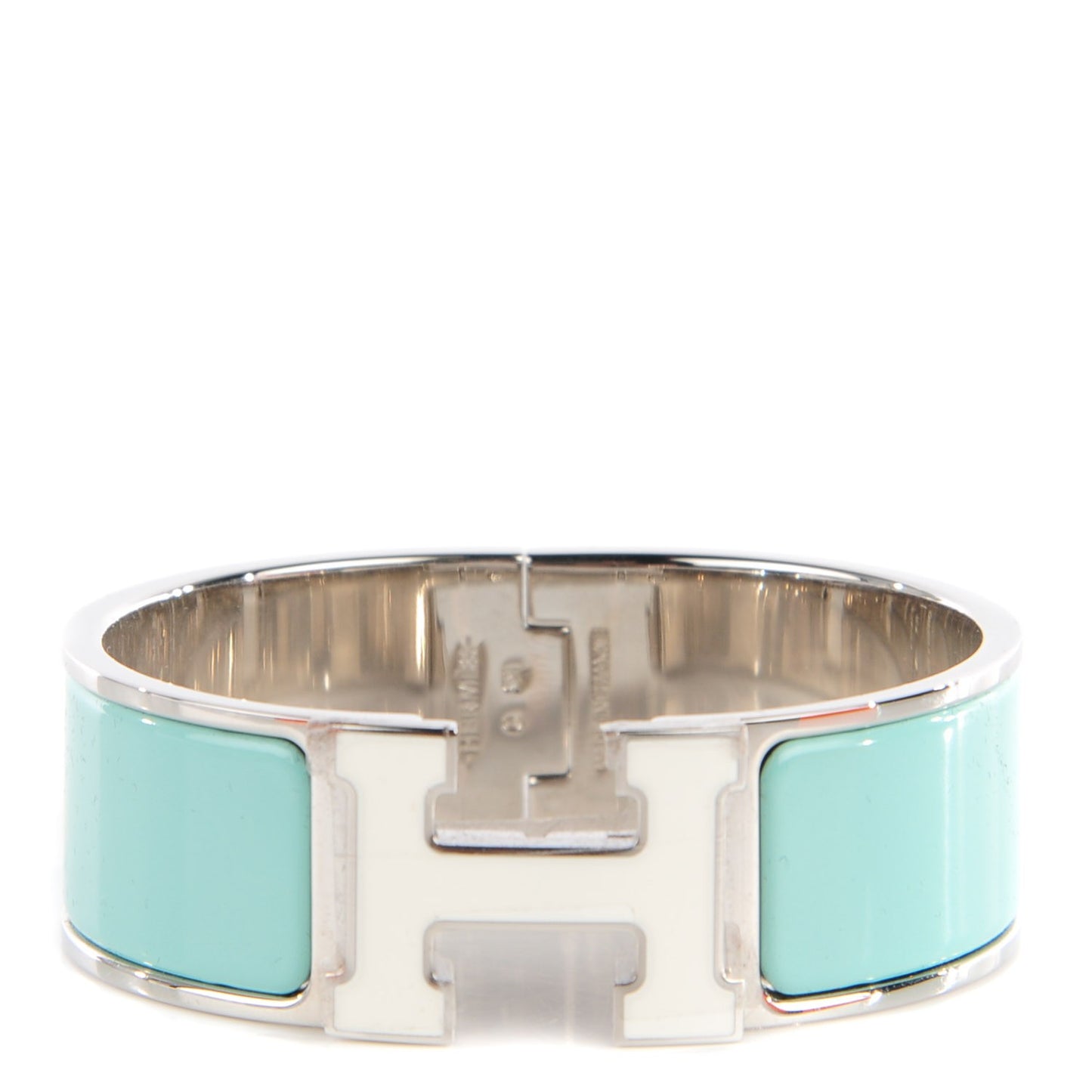 Enamel Wide Clic Clac H Bracelet PM Lagon Blanc