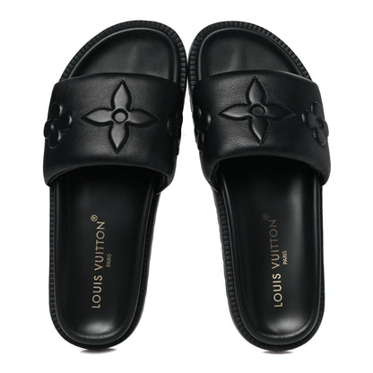 Louis Vuitton Calfskin LV Shore Flat Comfort Mule 39 Black 2 of 10