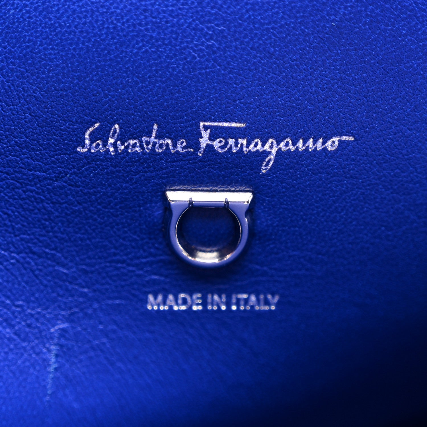 Salvatore Ferragamo Hammered Calfskin Small The Studio Box Bag Lapis Lazuli 6 of 10