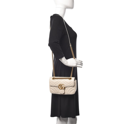 Gucci Calfskin Matelasse Mini GG Marmont Shoulder Bag White 2 of 9