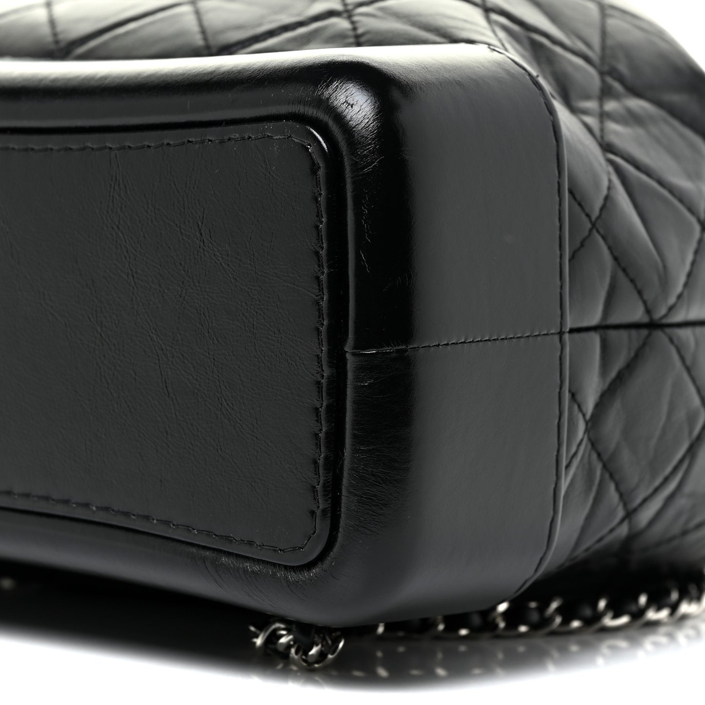 Aged Calfskin Quilted Gabrielle Backpack Black