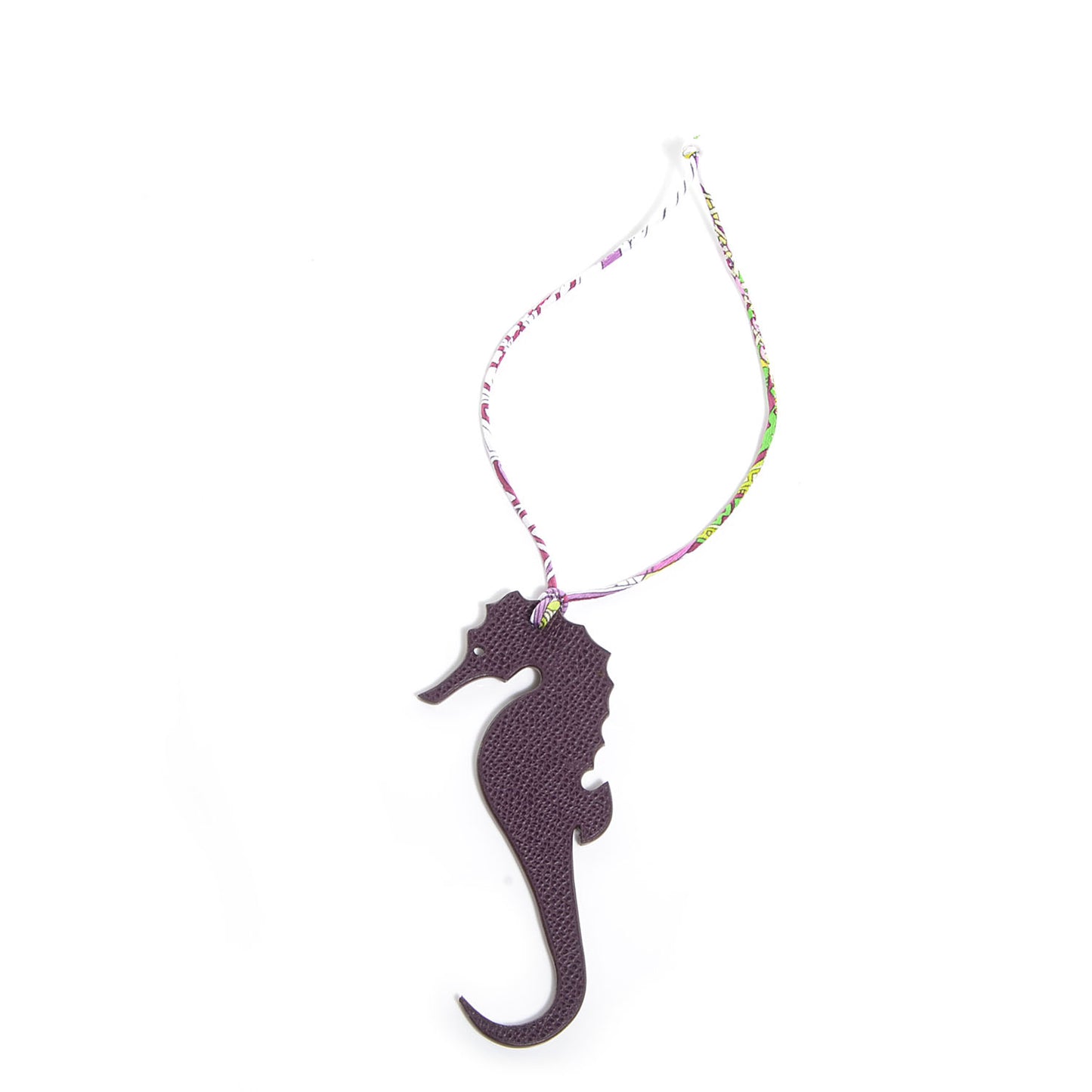 Togo Epsom Petit H Seahorse Bag Charm PM Etoupe Raisin