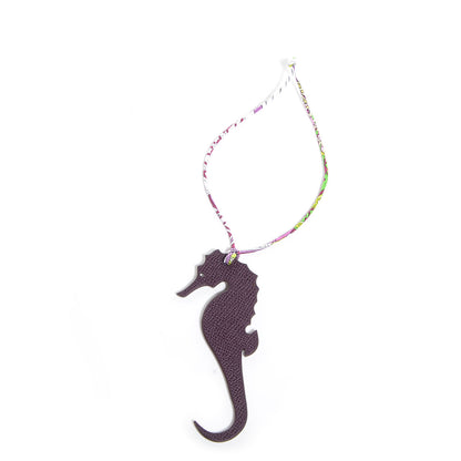 Hermes Togo Epsom Petit H Seahorse Bag Charm PM Etoupe Raisin 1 of 5