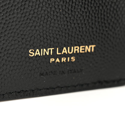 Saint Laurent Grain De Poudre Matelasse Chevron Monogram Zipped Card Case Black 6 of 7