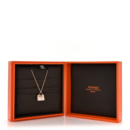 Hermes 18K Rose Gold Diamond Kelly Amulettes Pendant Necklace 6 of 6