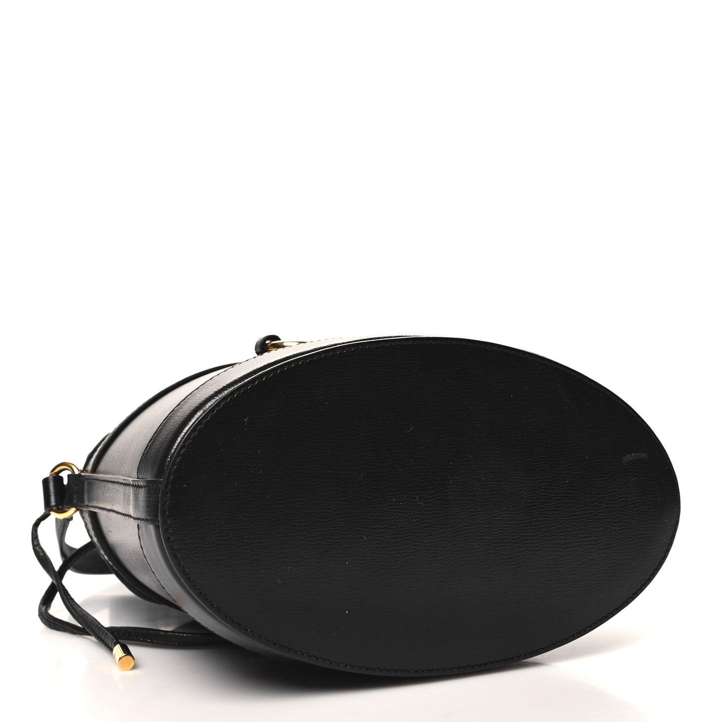Azalea Sakai Calfskin Horsebit 1955 Drawstring Bucket Bag Black