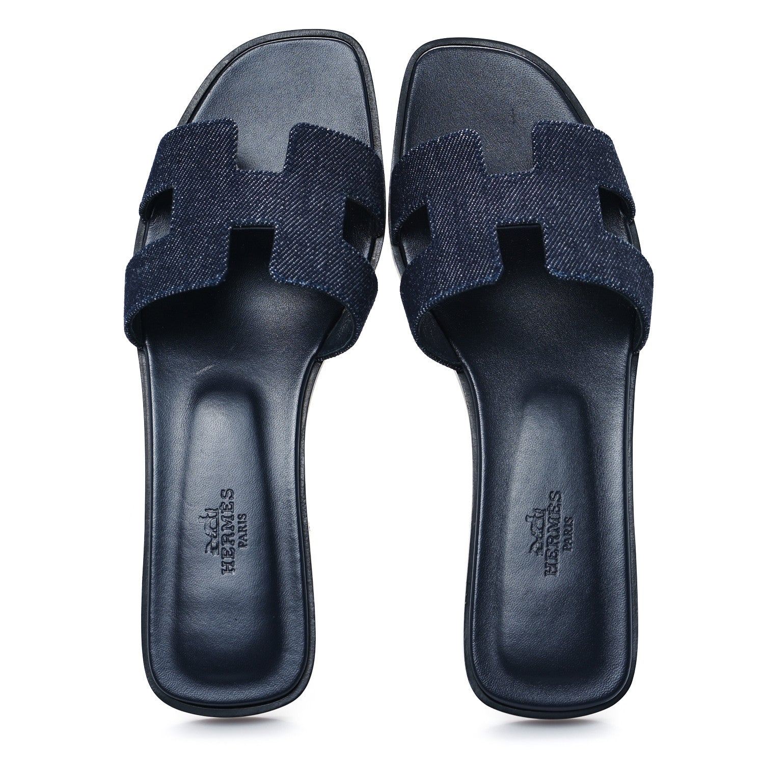 Hermes Denim Canvas Oran Sandals 38.5 Bleu Brut 2 of 10