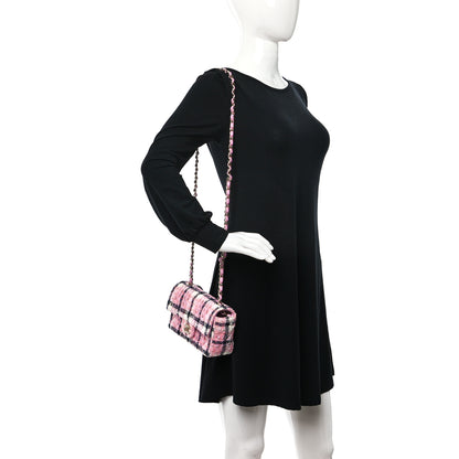 Chanel Tweed Quilted Mini Rectangular Flap Pink Navy White 2 of 11