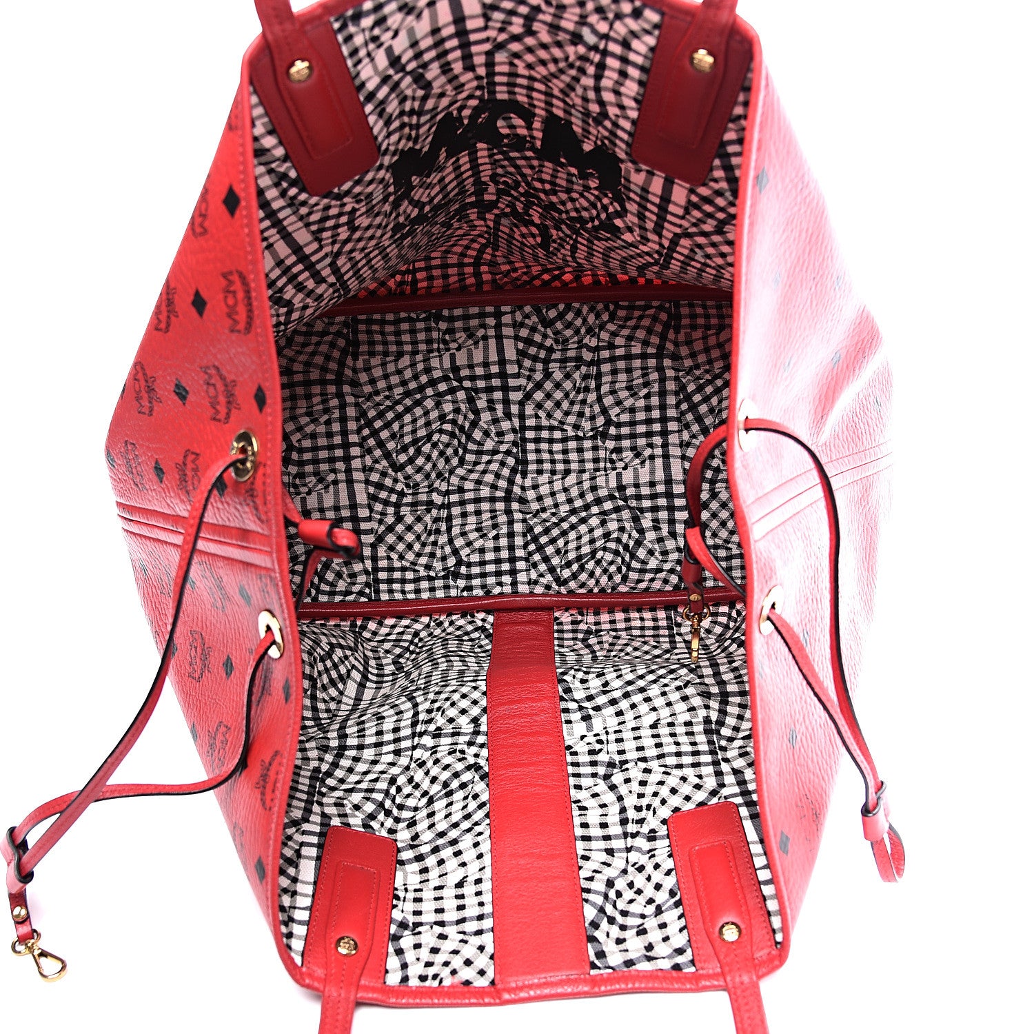 MCM Visetos Large Liz Reversible Shopper Tote Ruby Red 4 of 7