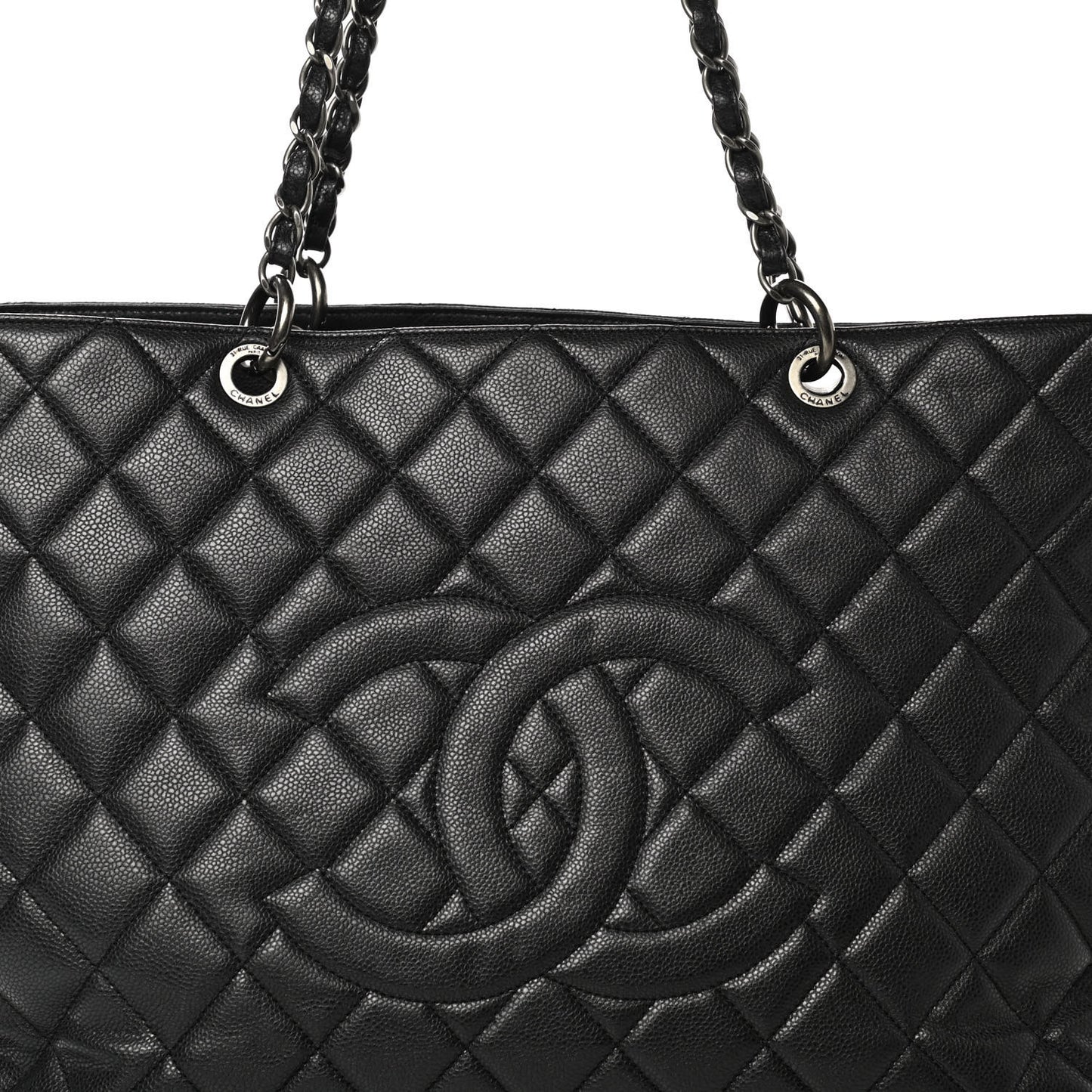Caviar Quilted XXL Grand Shopping Tote GST Dark Grey