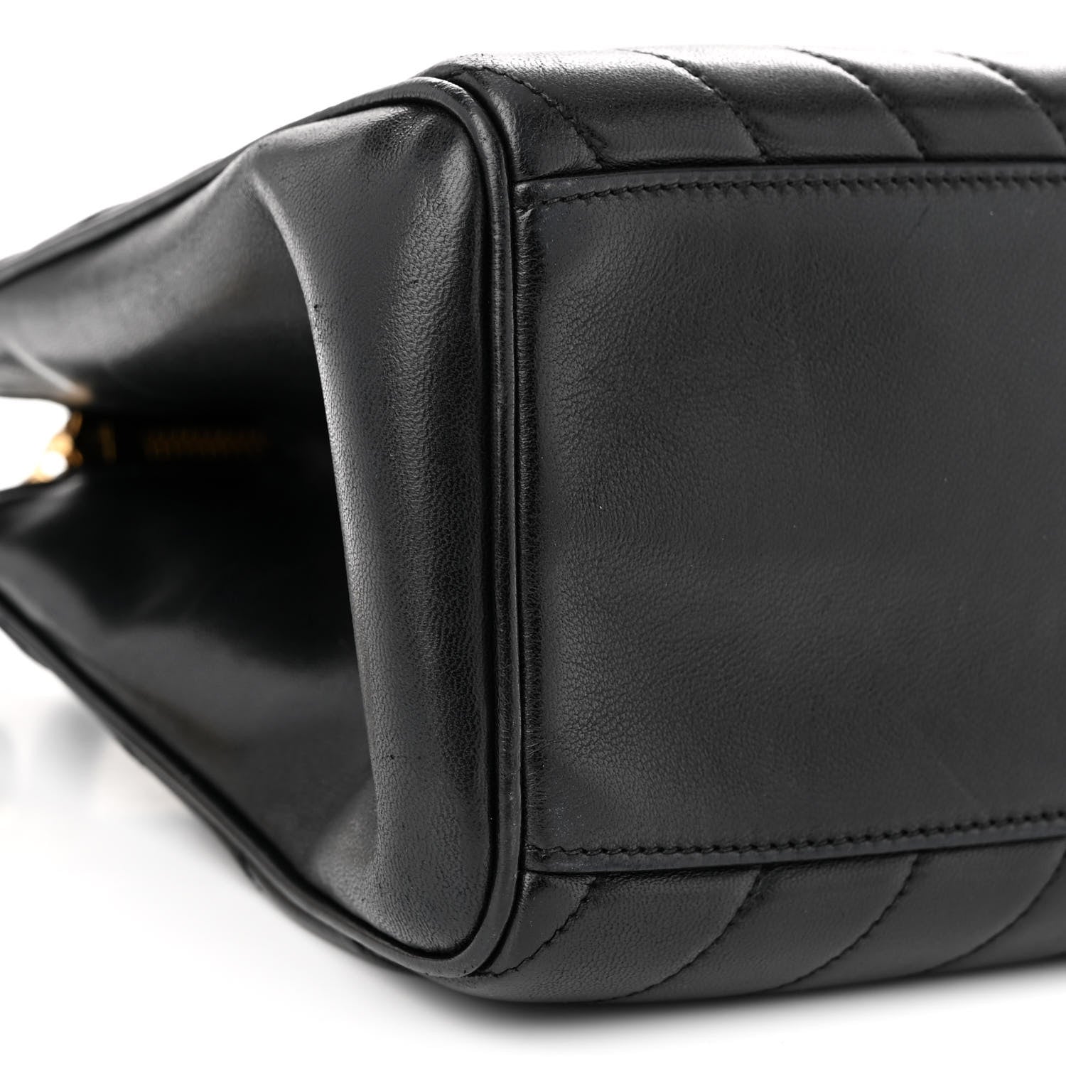 Chanel Lambskin Chevron Quilted Top Handle Bag Black 9 of 11