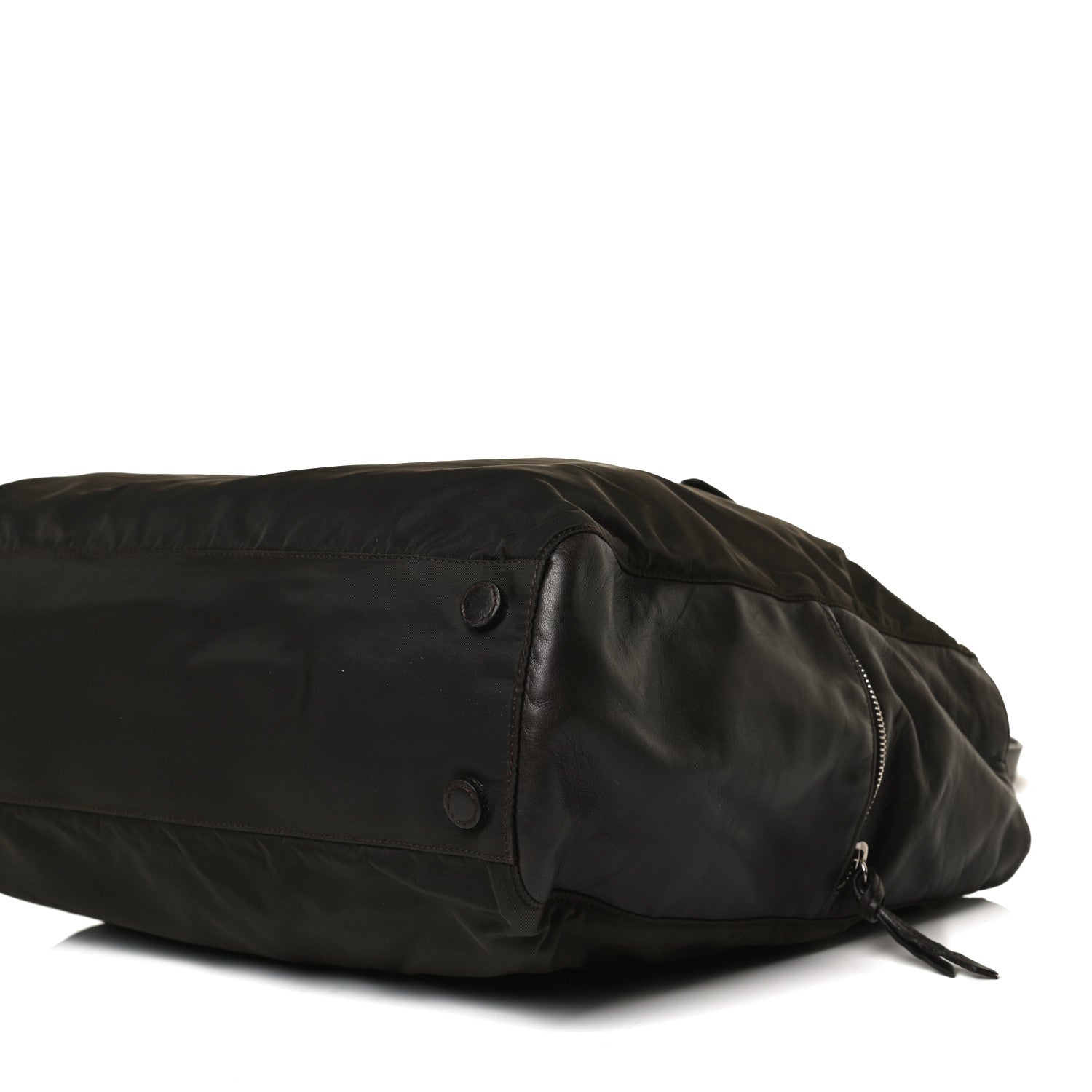 Prada Tessuto Nylon Soft Calfskin Tote Dark Brown 11 of 21