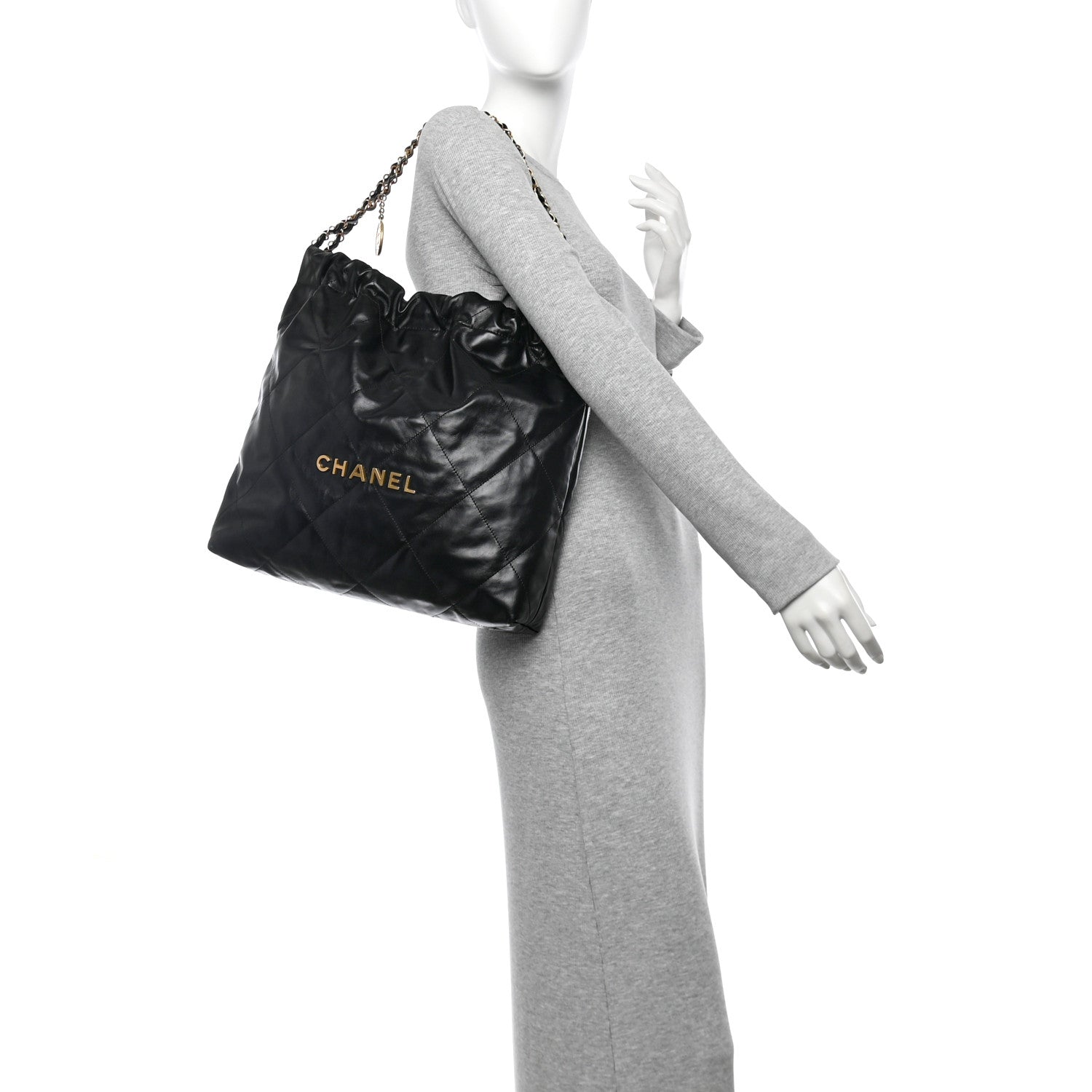 Chanel Shiny Calfskin Quilted Chanel 22 Black 2 of 10