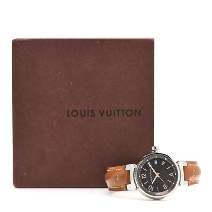 Louis Vuitton Stainless Steel Calfskin 31mm Tambour Quartz Watch Brown 5 of 5