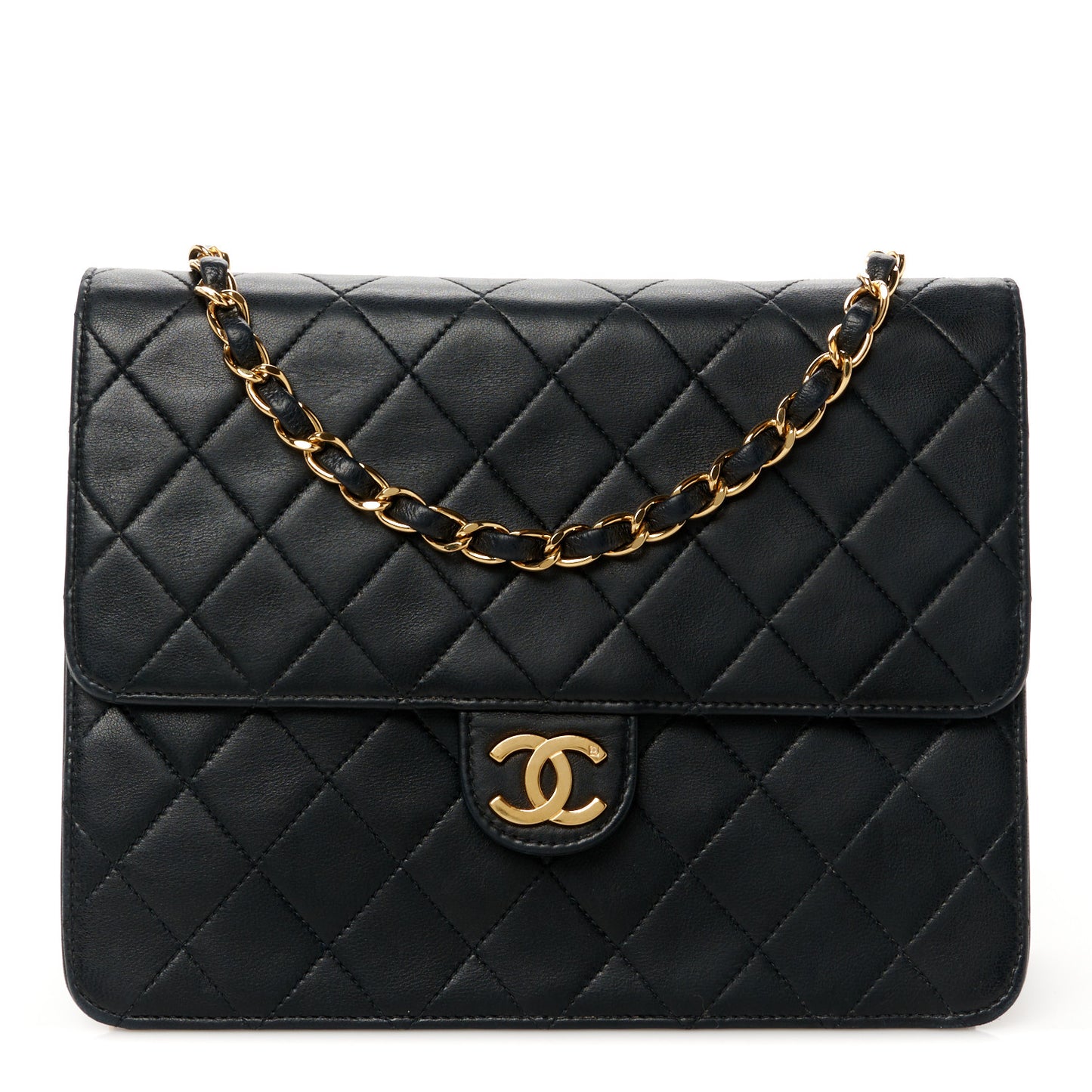 Lambskin Quilted Small Single Flap Black