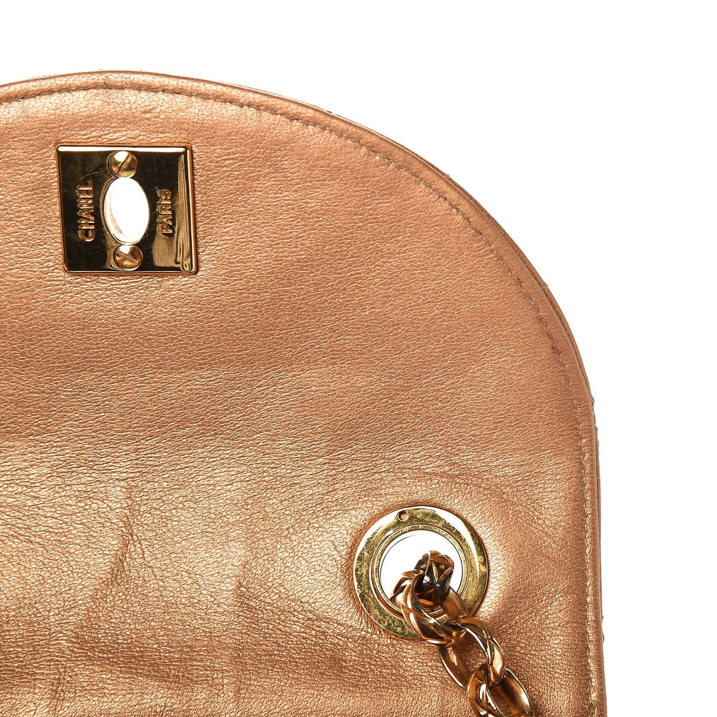 Metallic Lambskin Mini Quilted Flap Gold