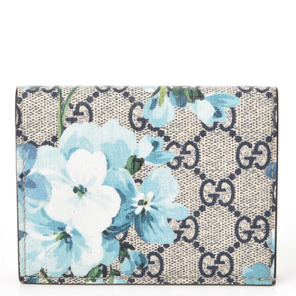 Gucci GG Supreme Monogram Blooms Card Case Beige Blue Navy Hibiscus Red 1 of 8