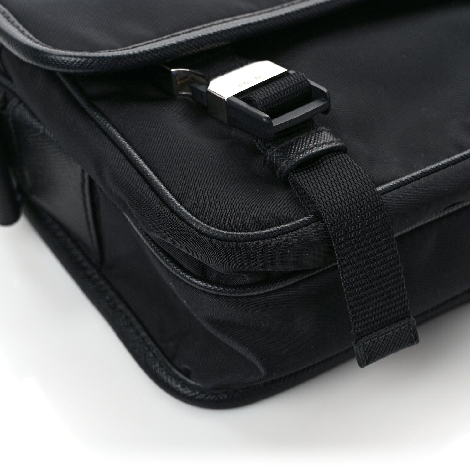 Prada Re-Nylon Saffiano Pocket Double Snap Buckle Shoulder Bag Black 10 of 12