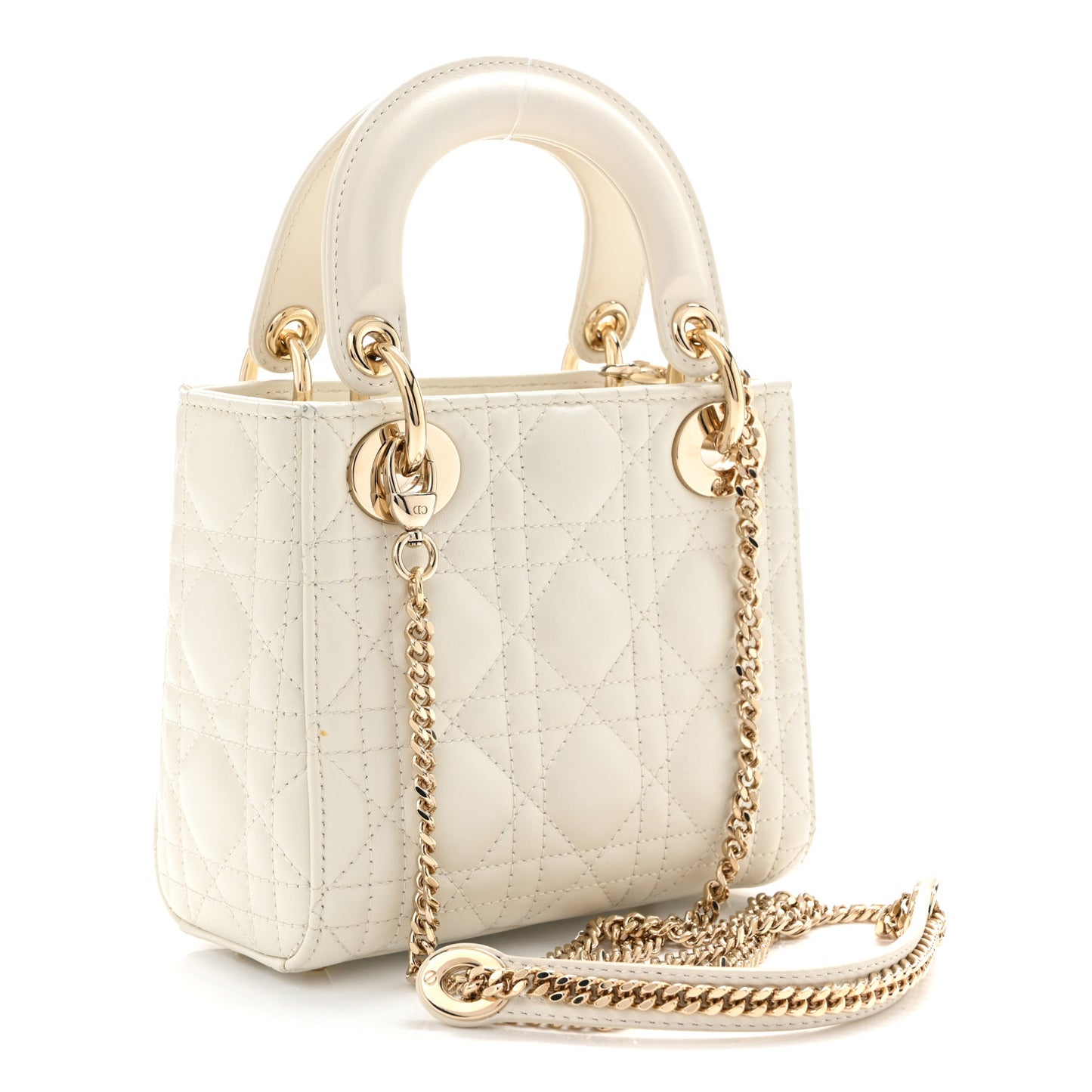 Lambskin Cannage Mini Lady Dior White