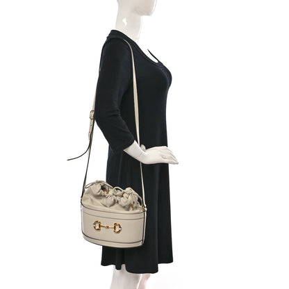 Gucci Azalea Sakai Calfskin Horsebit 1955 Drawstring Bucket Bag Mystic White 2 of 12