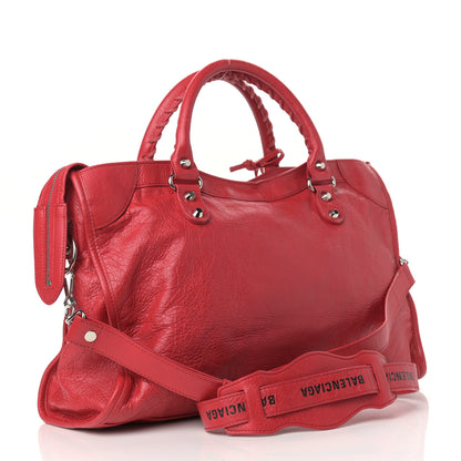 Balenciaga Agneau Arena Classic Silver Hardware City Logo Strap Rouge Cardinal Black 3 of 11