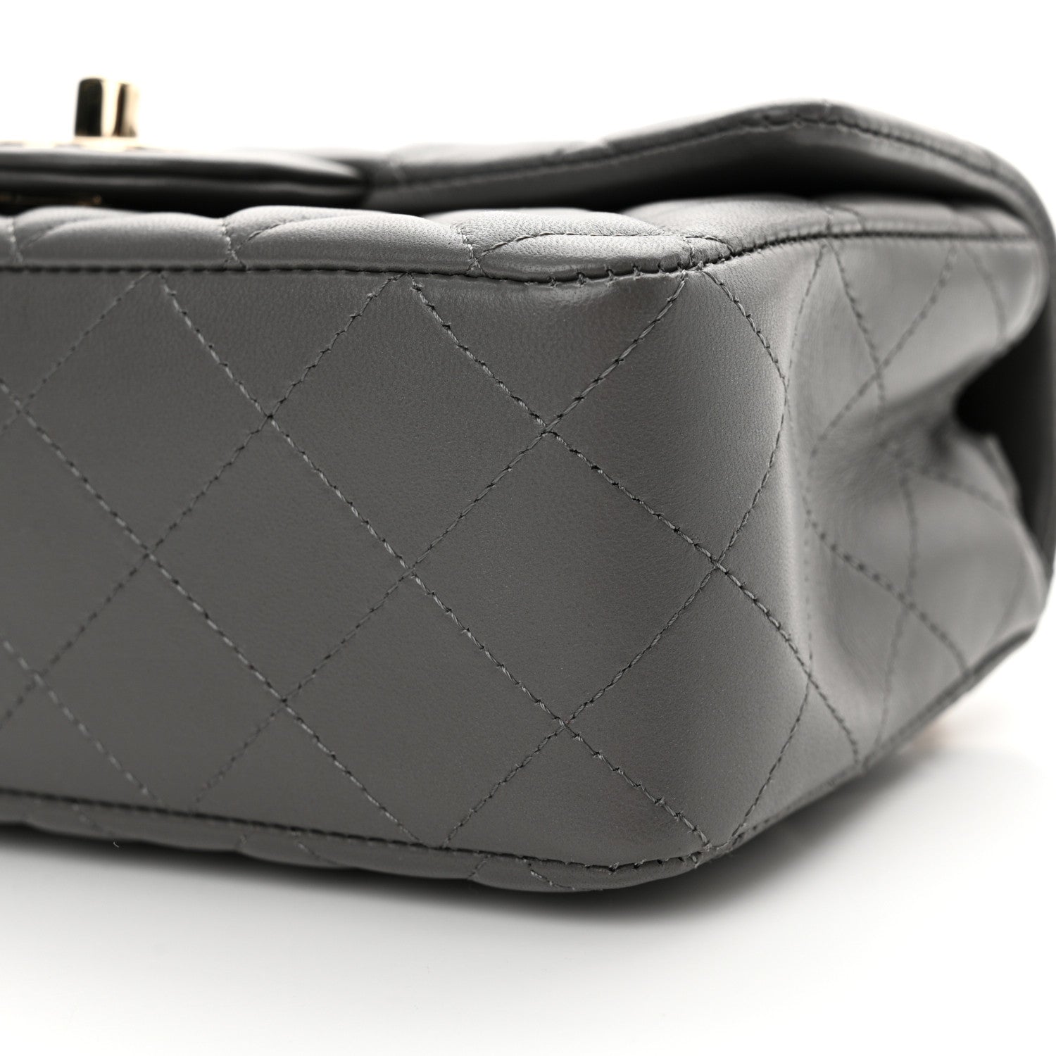 Chanel Lambskin Quilted Mini Rectangular Flap Dark Grey 10 of 11