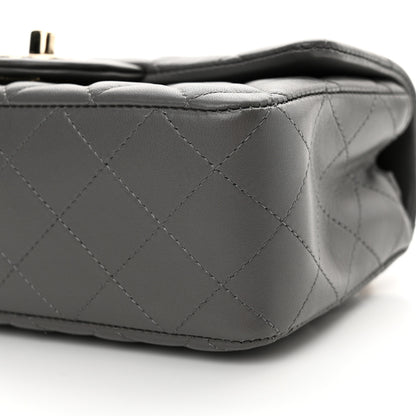 Chanel Lambskin Quilted Mini Rectangular Flap Dark Grey 10 of 11