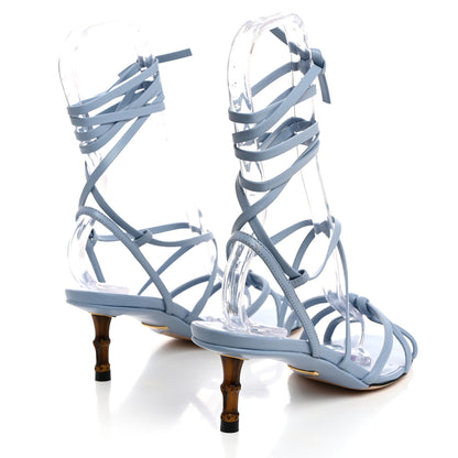 Gucci Nappa Charlotte Heel Sandals 37 Porcelain Light Blue 4 of 8