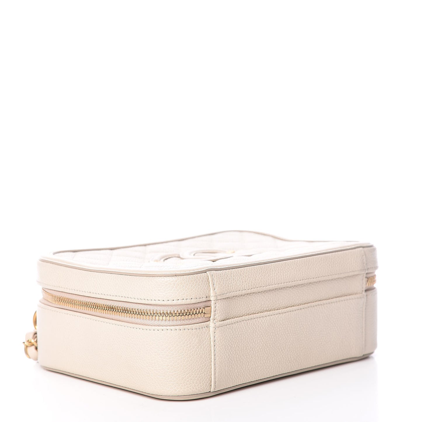 Caviar Quilted Medium CC Filigree Vanity Case Light Beige