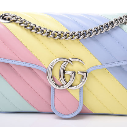 Gucci Calfskin Matelasse Diagonal Small GG Marmont Shoulder Bag Multicolor Pastel 9 of 9