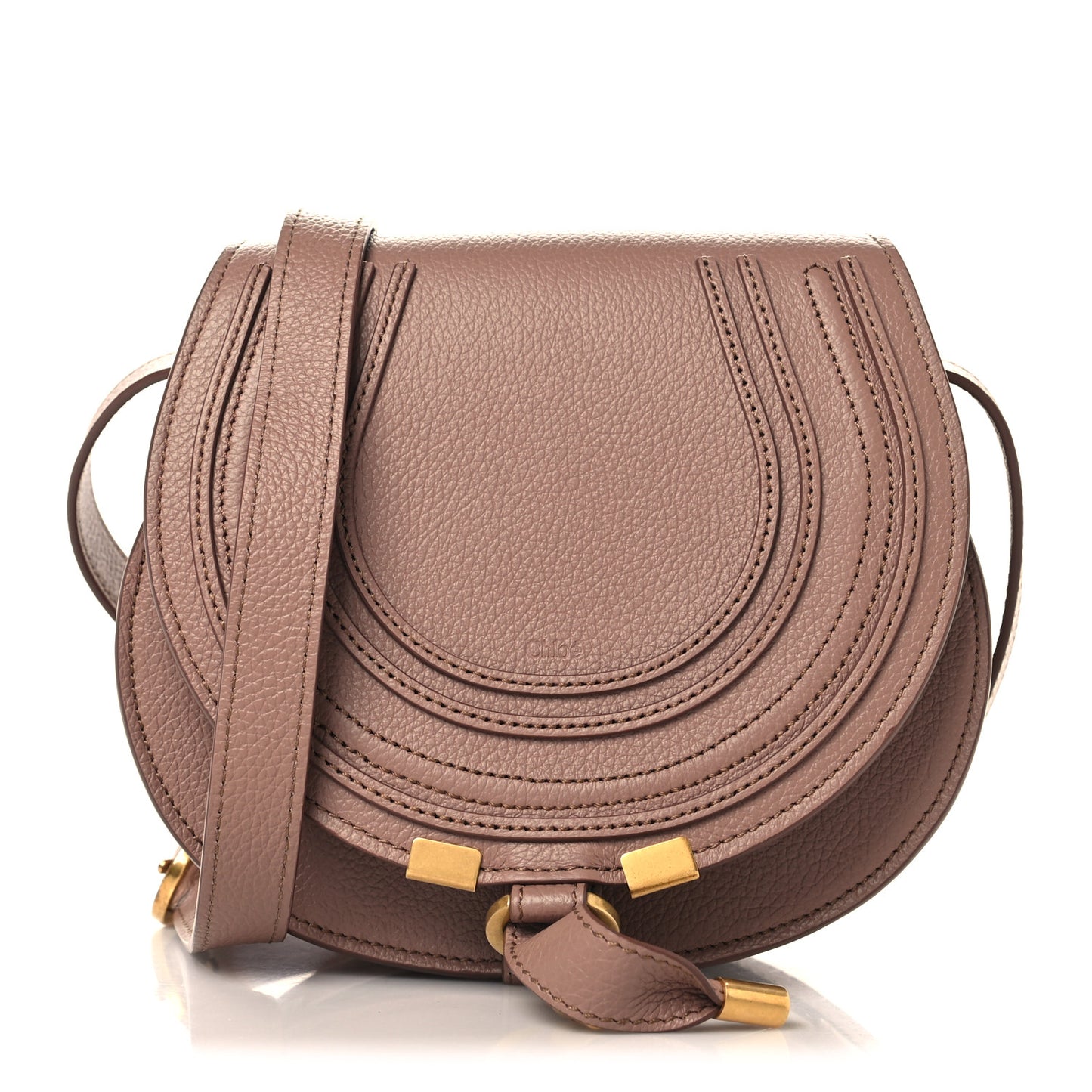 Grained Calfskin Small Marcie Saddle Bag Woodrose