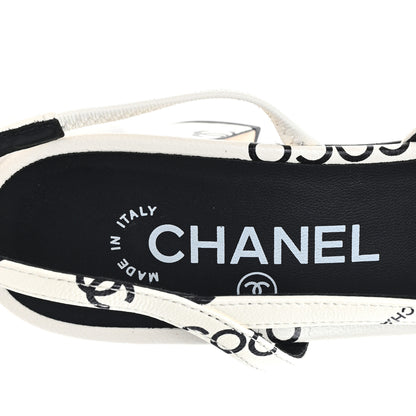 Chanel Printed Lambskin Cap Toe CC Slingback Pumps 38 Black White 8 of 10