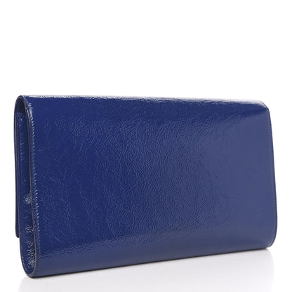 Saint Laurent Textured Patent Monogram Large Belle De Jour Clutch Royal Blue 3 of 7